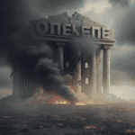 Η ΚΥΚΛΙΚΗ ΔΗΜΟΚΡΑΤΙΑ ΚΑΤΑΓΓΕΛΛΕΙ ΤΟΝ ΘΕΣΜΙΚΟ ΚΑΤΗΦΟΡΟ ΤΗΣ ΚΥΒΕΡΝΗΣΗΣ ΓΙΑ ΤΟ ΣΚΑΝΔΑΛΟ ΤΟΥ ΟΠΕΚΕΠΕ Άποψη του αναστυλωμένου κτηρίου "ΟΠΕΝΕ" με καταστροφή και καπνό, symbol της κυκλικής δημοκρατίας.