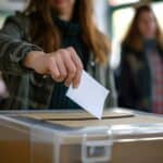 Η ΚΥΒΕΡΝΗΣΗ ΚΑΤΕΡΡΕΥΣΕ: ΤΟ 52,2% ΑΠΑΙΤΕΙ ΑΜΕΣΕΣ ΕΚΛΟΓΕΣ Εικόνα από εκλογική διαδικασία με ψηφοφόρο να ψηφίζει σε κάλπη.