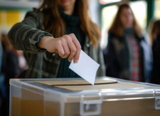 Η ΚΥΒΕΡΝΗΣΗ ΚΑΤΕΡΡΕΥΣΕ: ΤΟ 52,2% ΑΠΑΙΤΕΙ ΑΜΕΣΕΣ ΕΚΛΟΓΕΣ Εικόνα από εκλογική διαδικασία με ψηφοφόρο να ψηφίζει σε κάλπη.